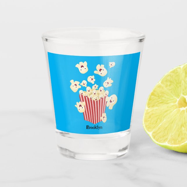 Niedlicher lustiger Popcorn-Cartoon Schnapsglas (Vorderseite)