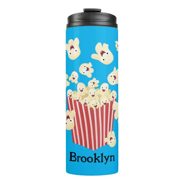 Niedlicher lustiger Popcorn-Cartoon Thermosbecher (Vorderseite)