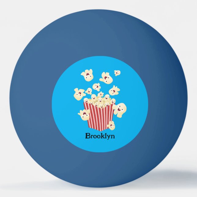 Niedlicher lustiger Popcorn-Cartoon Tischtennisball (Vorderseite)