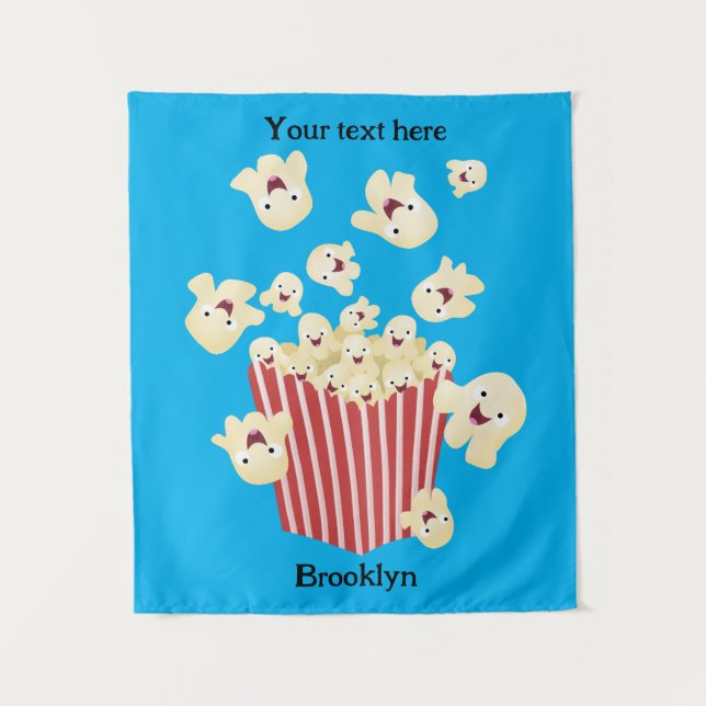 Niedlicher lustiger Popcorn-Cartoon Wandteppich (Vorderseite)