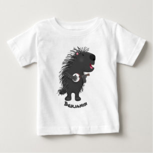 Niedlicher, lustiger Porcuppspiel Banjo Cartoon Baby T-shirt
