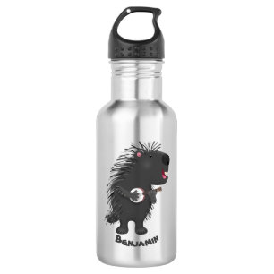 Niedlicher, lustiger Porcuppspiel Banjo Cartoon Edelstahlflasche