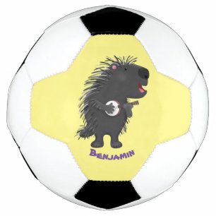 Niedlicher, lustiger Porcuppspiel Banjo Cartoon Fußball