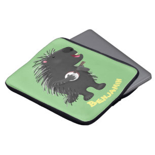 Niedlicher, lustiger Porcuppspiel Banjo Cartoon Laptopschutzhülle