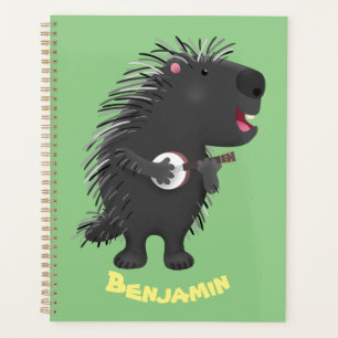 Niedlicher, lustiger Porcuppspiel Banjo Cartoon Planer