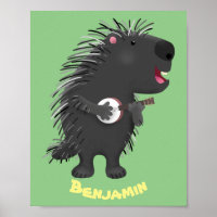 Niedlicher, lustiger Porcuppspiel Banjo Cartoon