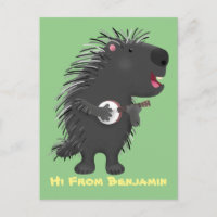 Niedlicher, lustiger Porcuppspiel Banjo Cartoon