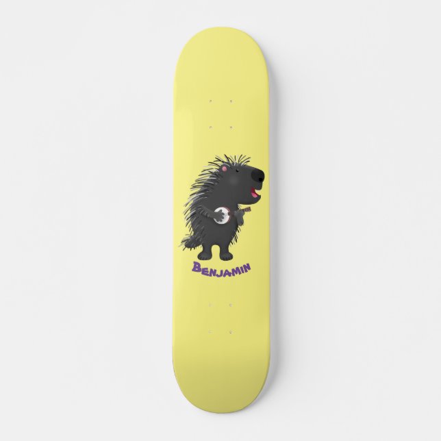 Niedlicher, lustiger Porcuppspiel Banjo Cartoon Skateboard (Vorne)