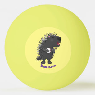 Niedlicher, lustiger Porcuppspiel Banjo Cartoon Tischtennisball