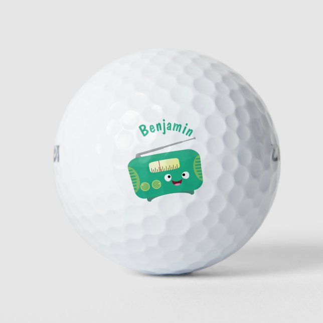 Niedlicher, lustiger Retro-Cartoon Golfball (Vorderseite)