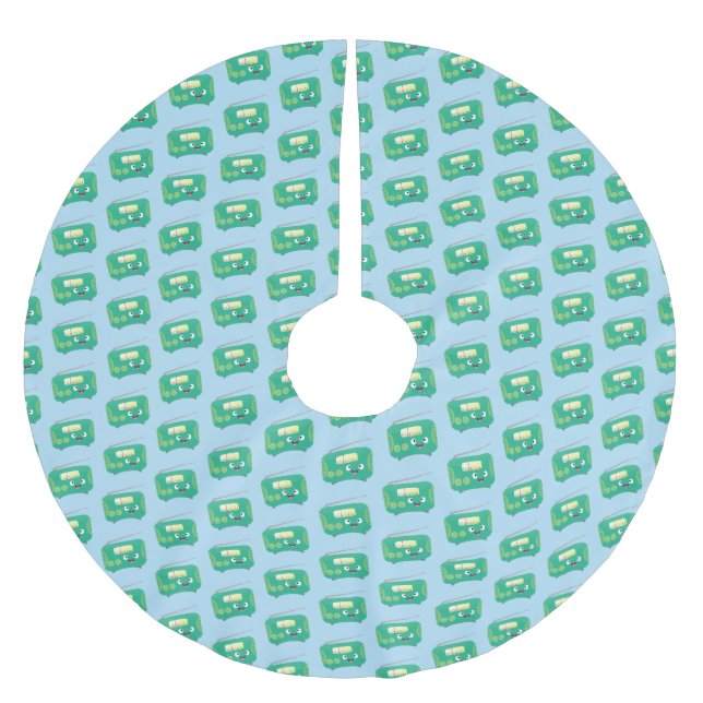 Niedlicher, lustiger Retro-Cartoon Polyester Weihnachtsbaumdecke (Vorderseite)