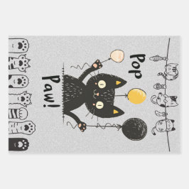 Niedlicher, lustiger Schwarzer Katze, der die Ball Geschenkpapier Set