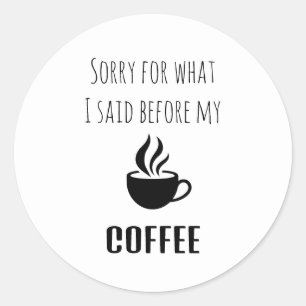 Niedlicher, lustiger schwarzer Typografie-Kaffeeau Runder Aufkleber