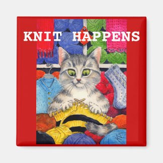 Niedlicher lustiger Strickkittenmagnet Magnet
