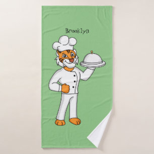 Niedlicher lustiger Tiger Koch Cartoon Illustratio Badhandtuch Set