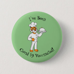 Niedlicher lustiger Tiger Koch Cartoon Illustratio Button