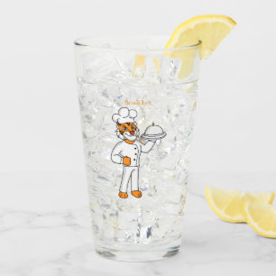 Niedlicher lustiger Tiger Koch Cartoon Illustratio Glas