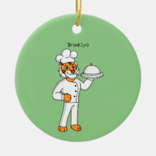 Niedlicher lustiger Tiger Koch Cartoon Illustratio Keramik Ornament