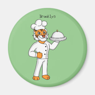 Niedlicher lustiger Tiger Koch Cartoon Illustratio Magnet