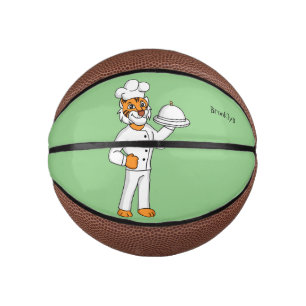 Niedlicher lustiger Tiger Koch Cartoon Illustratio Mini Basketball
