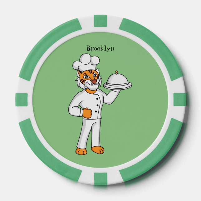 Niedlicher lustiger Tiger Koch Cartoon Illustratio Pokerchips (Vorderseite)
