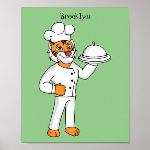 Niedlicher lustiger Tiger Koch Cartoon Illustratio Poster