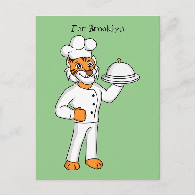 Niedlicher lustiger Tiger Koch Cartoon Illustratio Postkarte (Vorderseite)