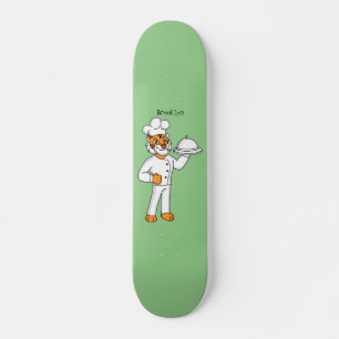 Niedlicher lustiger Tiger Koch Cartoon Illustratio Skateboard