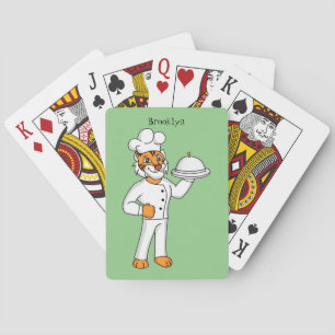 Niedlicher lustiger Tiger Koch Cartoon Illustratio Spielkarten