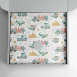 Niedlicher lustiger Transport und Tiere. Baby-Must Seidenpapier