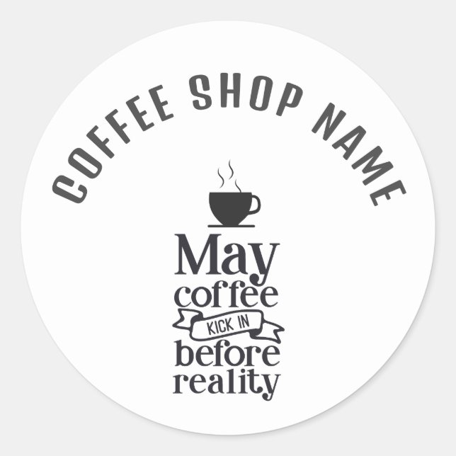 Niedlicher, lustiger Typografie-Kaffeeaufkleber Runder Aufkleber (Vorderseite)