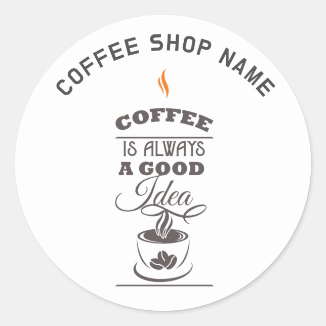Niedlicher, lustiger Typografie-Kaffeeaufkleber Runder Aufkleber (Vorderseite)