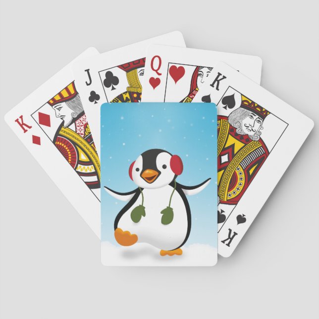 Niedlicher lustiger WinterPenguin Spielkarten (Rückseite)