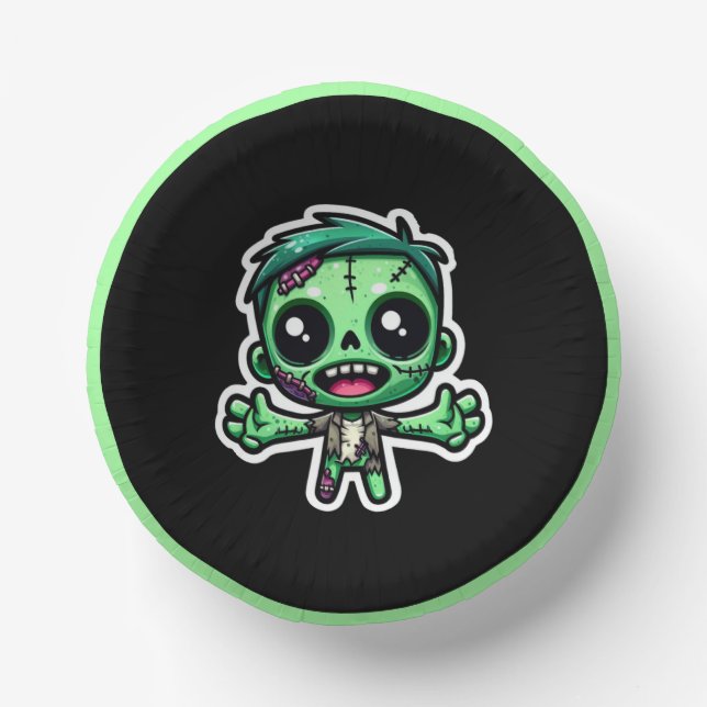 Niedlicher, lustiger Zombie Pappteller (Vorderseite)