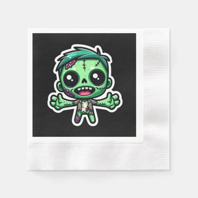 Niedlicher, lustiger Zombie Serviette (Vorderseite)