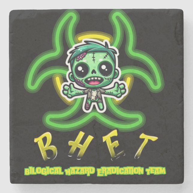 Niedlicher, lustiger Zombie Steinuntersetzer (Vorderseite)