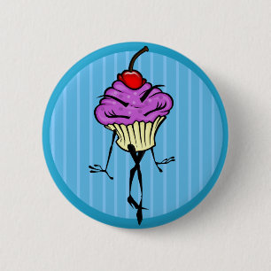 NIEDLICHER MÄDCHEN-CARTOON-KUPCAKE-FEUERSCHALTER BUTTON