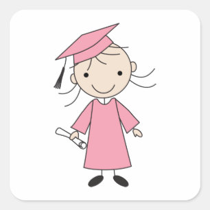 Niedlicher Mädchen-Kindergarten-Abschluss Quadratischer Aufkleber