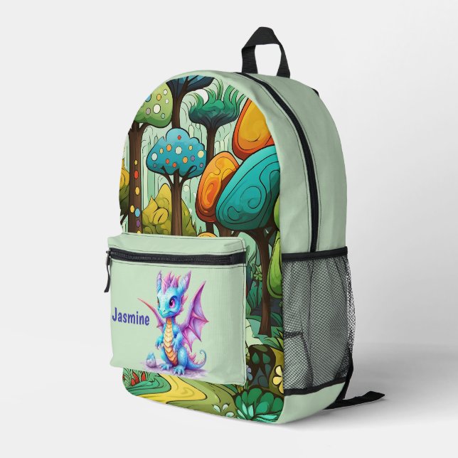 Niedlicher Mädchendrache Bedruckter Rucksack (Rückseitige Ecke Rechts)