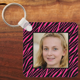 Niedlicher Mädchenname & Foto Pink Zebra Personali Schlüsselanhänger