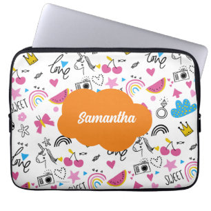 Niedlicher Mädchenname pink zurück zur Schulschrif Laptopschutzhülle