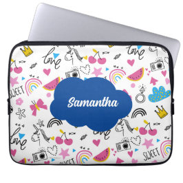 Niedlicher Mädchenname rosa Zurück zur Schulschrif Laptopschutzhülle