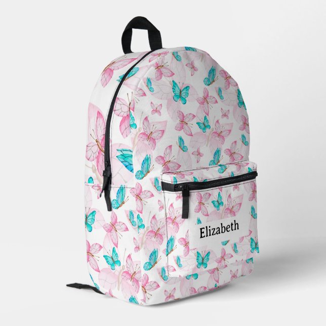 Niedlicher Mädchenschmetterling Bedruckter Rucksack (Rückseitige Ecke links)