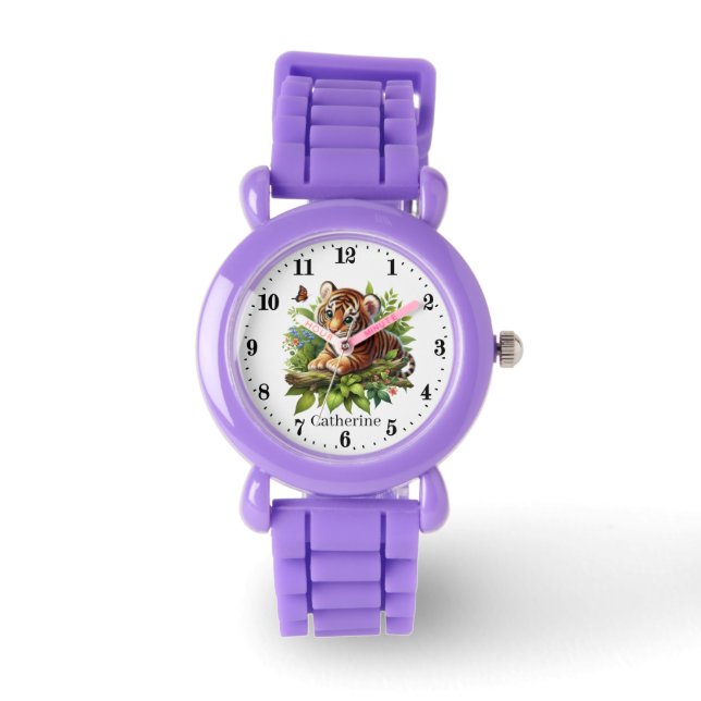 niedlicher Mädchentiger Armbanduhr (Vorderseite)