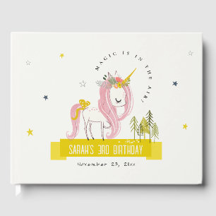 Niedlicher magischer Einhorn Rosa Gelber Kindergeb Gästebuch