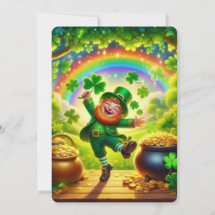 Niedlicher, magischer Leprechaun St. Patrick's Day Feiertagskarte