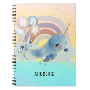 Niedlicher magischer Sea Unicorn-Individuelle Name Notizblock