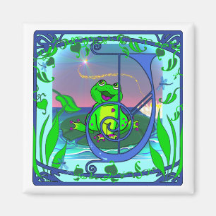 Niedlicher Magnet der Frosch-Initialen-J