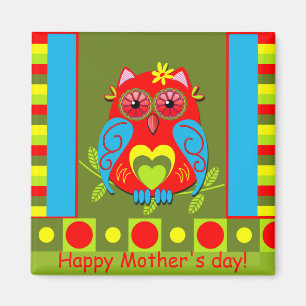 Niedlicher Magnet der Mutter Tagesmit Eule