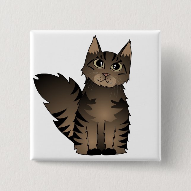 Niedlicher Maine-Waschbär-Katzen-Cartoon - Button (Vorderseite)